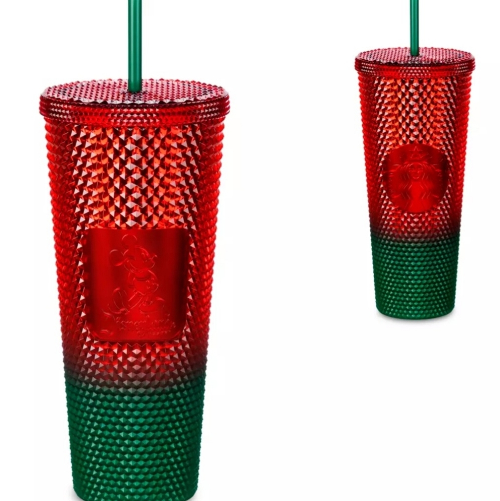 Starbucks Disney World Mickey Studded Christmas Tumbler Red Green 2022 Venti NEW